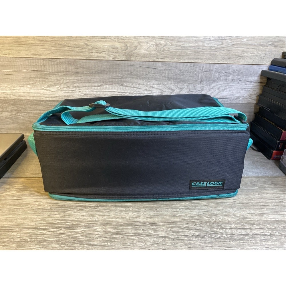 Case Logic 60 Cassette Tape Black & Teal Carrying Case Bag Holder‎